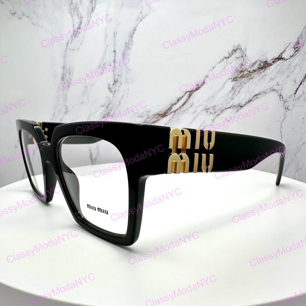MIU MIU Womens Eyeglasses Black Square Full Rim frames 52-19mm Rx-able Womens - Picture 5 of 16
